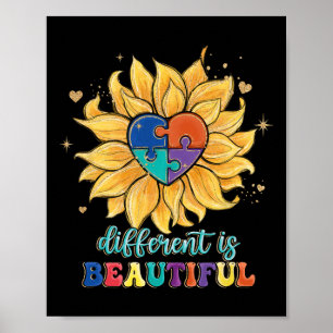 Affiche Different Is Beautiful Autism Awareness Month Wome