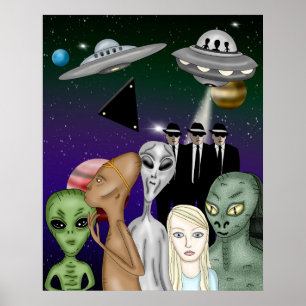 Affiche Différentes espèces Aliens, OVNI, Planètes