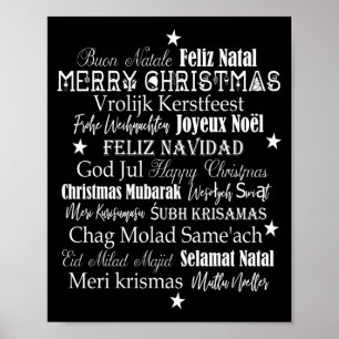 Affiche Différents Langues De Joyeux Noël T Shirt