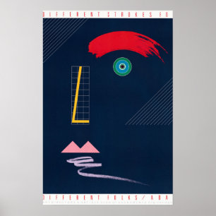 Affiche Différents traits pour géométrie Abstrait Vintage