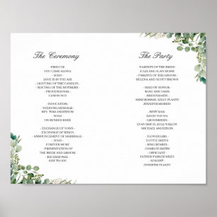 Affiche (Digital/Back) Eucalyptus Feuille Wedding Programm