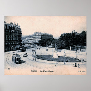 Affiche Dijon, France, La Place Darcy, Vintage