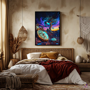 Affiche Dilation Futuriste Du Temps - Rêve De Néon Surréal