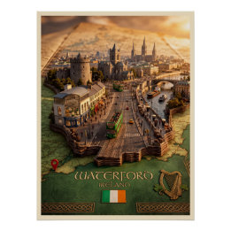 Affiche d'illustration cartographique 3D de Waterf