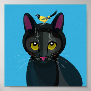 Affiche d'illustration de chat géométrique