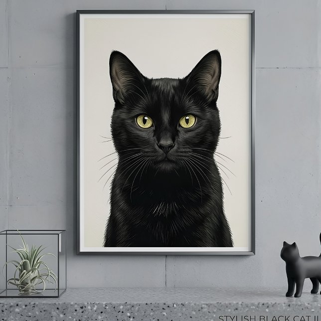 Affiche d'illustration de chat noir élégant (Créateur téléchargé)