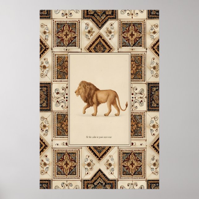 Affiche d'illustration de lion Art faunique royal  (Devant)