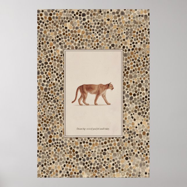 Affiche d'illustration de lion de montagne marchan (Devant)