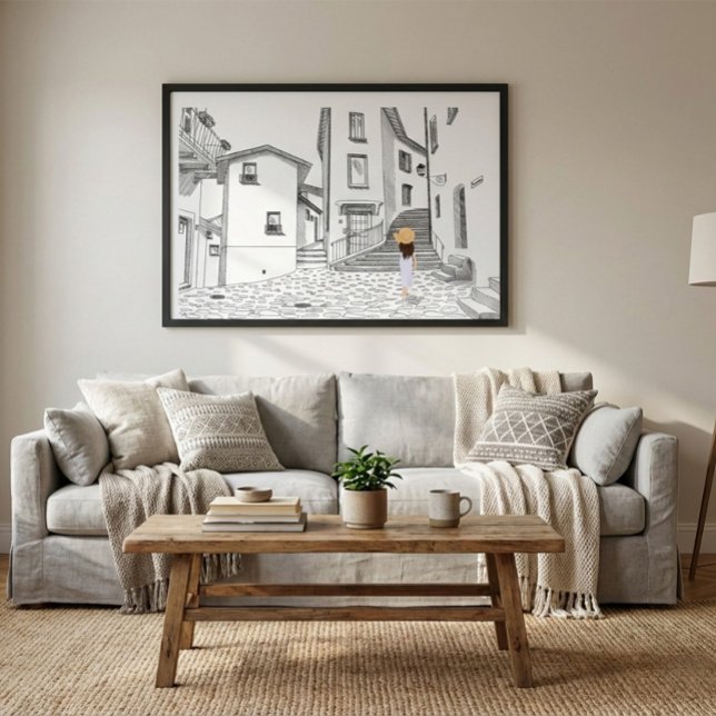 Affiche d'illustration de rue européenne minimalis (Créateur téléchargé)