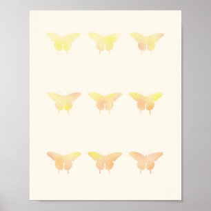 Affiche d'illustration pastel shabby chic papillon
