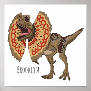 Affiche Dilophosaurus cartoon illustration