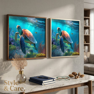 Affiche d'image de tortue de mer personnalisée déc