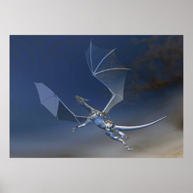 affiche d'imaginaire de dragon de verre volant (Devant)