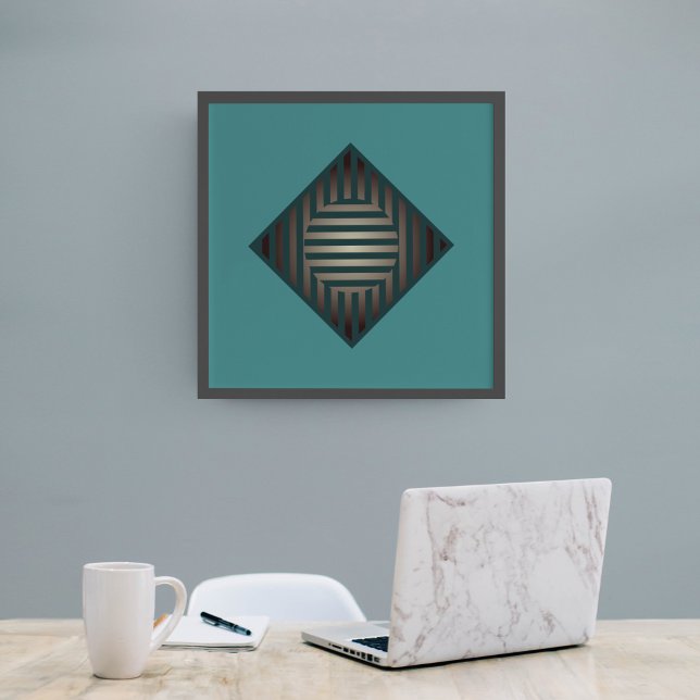 Affiche Dimensions intérieures : Lignes en bleu-vert et gr (Créateur téléchargé)
