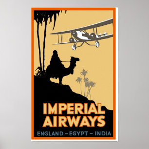 Affiche ~ d'Imperial Airways Angleterre - Egypte - Inde