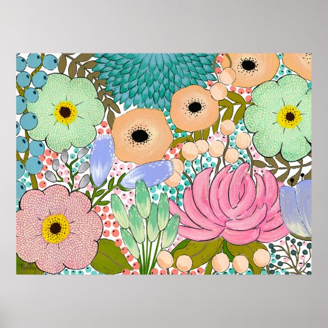 Affiche d'impression artistique botanique florale (Devant)