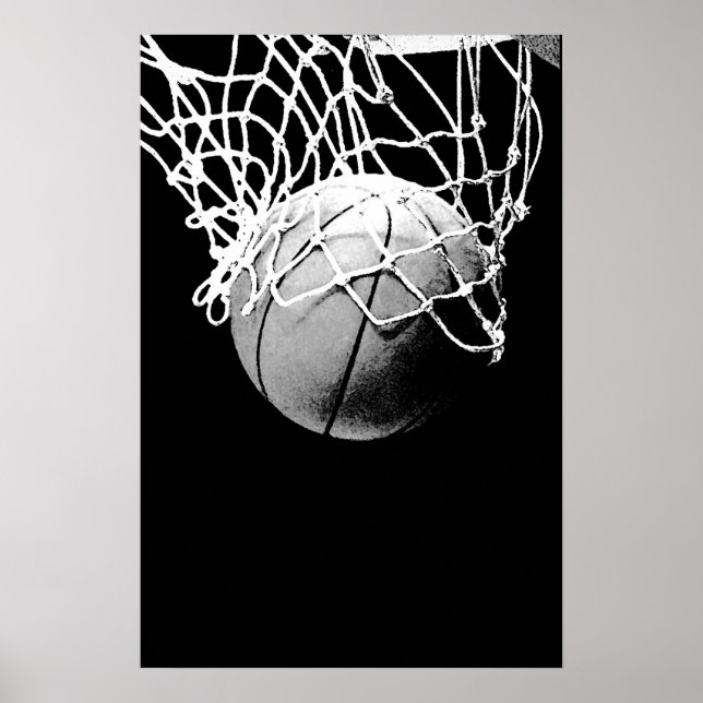 Affiche d'impression basket-ball noir blanc (Devant)