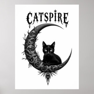 Affiche d'impression Chatspire gothique chat noir 