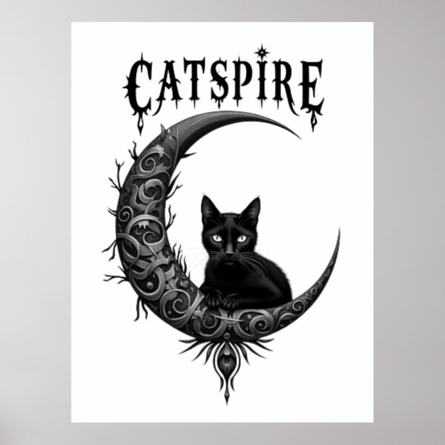 Affiche d'impression Chatspire gothique chat noir  (Devant)