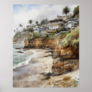 Affiche d'impression d'art à l'aquarelle de Laguna