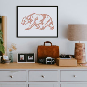 Affiche d'impression d'art de ligne d'animal d'our