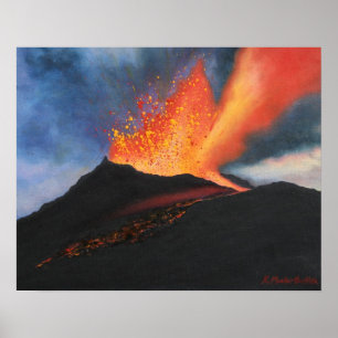Affiche d'impression d'art de volcan