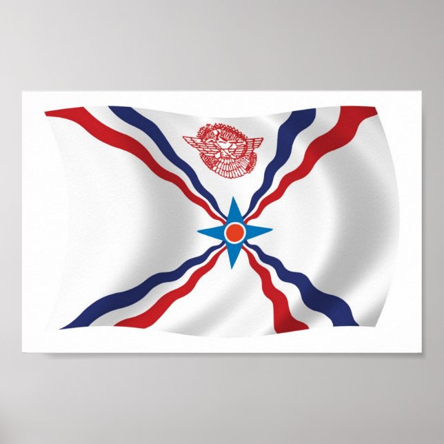 Affiche d'impression du drapeau de la nation assyr (Devant)