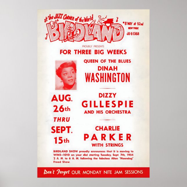Affiche Dinah Washington - Dizzy Gillespie - Charlie (Devant)