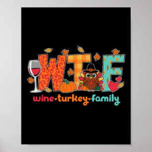 Affiche Dinde au vin Famille Drôle Boisson de dîner de Tha