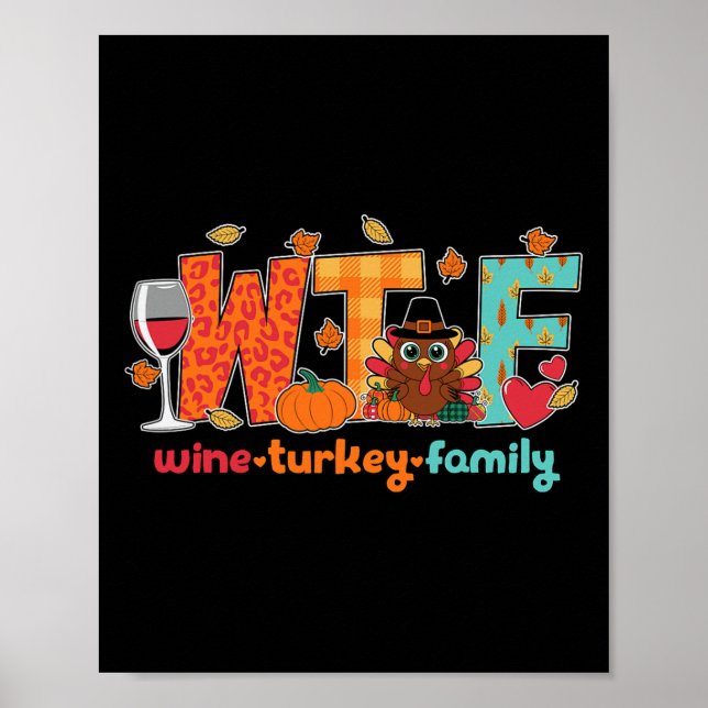 Affiche Dinde au vin Famille Drôle Boisson de dîner de Tha (Devant)