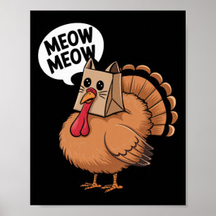 Affiche Dinde Chat Miaou Action de grâce Drôle Hommes Femm