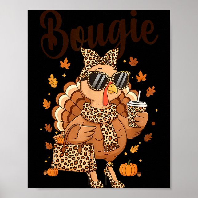 Affiche Dinde de bougie de Thanksgiving drôle boujee femme (Devant)