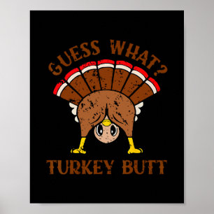 Affiche Dinde de poulet drôle de Thanksgiving Devinez quoi
