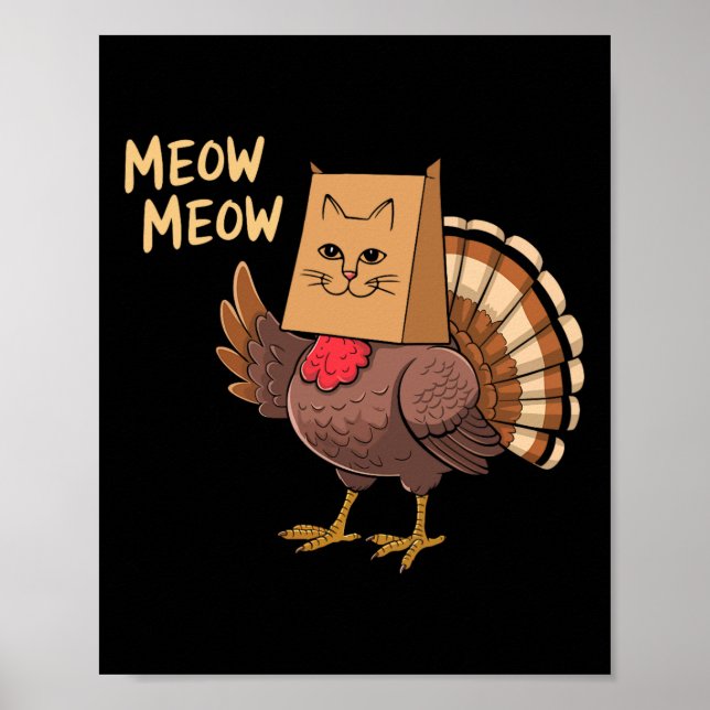 Affiche Dinde de Thanksgiving Chat Drôle Hommes Femmes Tha (Devant)