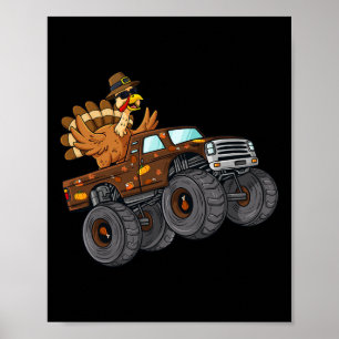 Affiche Dinde de Thanksgiving conduisant un camion monstre