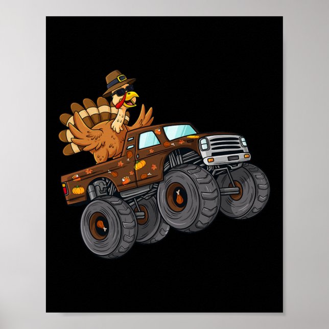 Affiche Dinde de Thanksgiving conduisant un camion monstre (Devant)