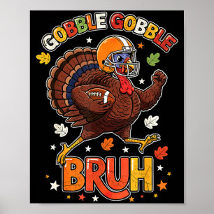 Affiche Dinde de Thanksgiving drôle de football Garçon Bru
