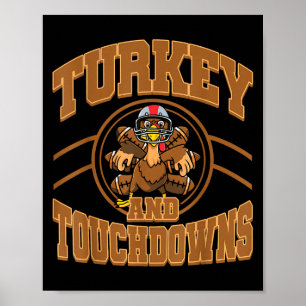 Affiche Dinde de Thanksgiving et touchés de football d'aut