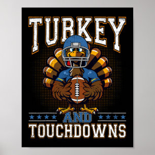 Affiche Dinde de Thanksgiving et touchés de football homme