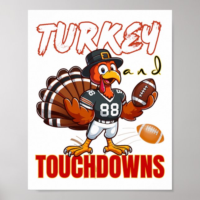 Affiche Dinde de Thanksgiving et touchés drôle Footll Lo (Devant)