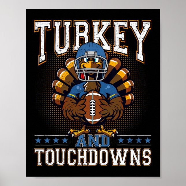 Affiche Dinde de Thanksgiving et touchés Footbyll Hommes K (Devant)