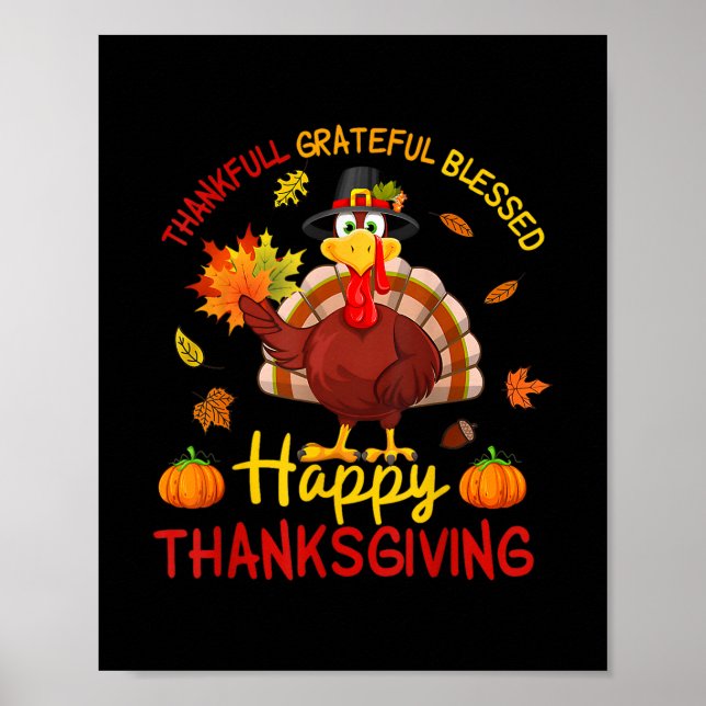 Affiche Dinde de Thanksgiving Femme Reconnaissant Grâce Bé (Devant)