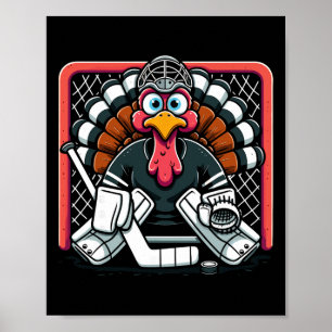 Affiche Dinde de Thanksgiving Gardien de but de hockey sur