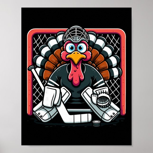 Affiche Dinde de Thanksgiving Gardien de but de hockey sur (Devant)