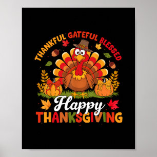 Affiche Dinde de Thanksgiving joyeuse Famille tenue assort
