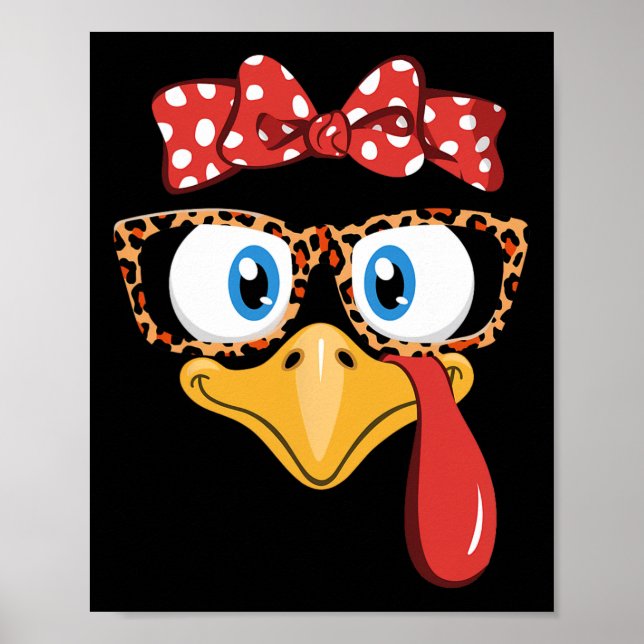 Affiche Dinde de Thanksgiving Léopard Gles Cadeaux Dame Fe (Devant)