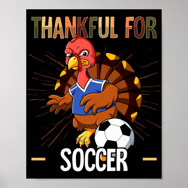 Affiche Dinde de Thanksgiving reconnaissante pour le footb (Devant)