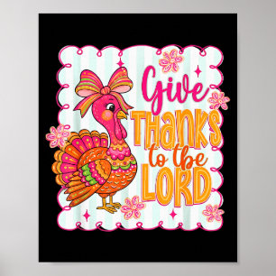 Affiche Dinde de Thanksgiving rose pour remercier le Seign