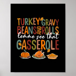 Affiche Dinde de Thanksgiving Sauce Haricots Et Roulés Cer