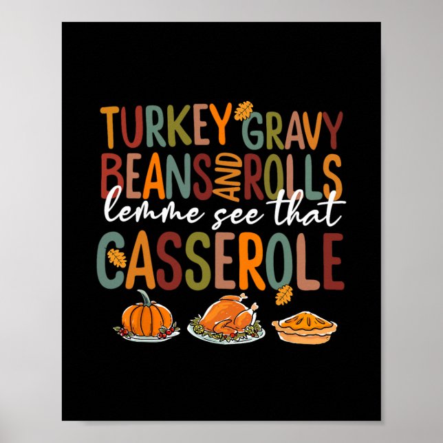 Affiche Dinde de Thanksgiving Sauce Haricots Et Roulés Cer (Devant)